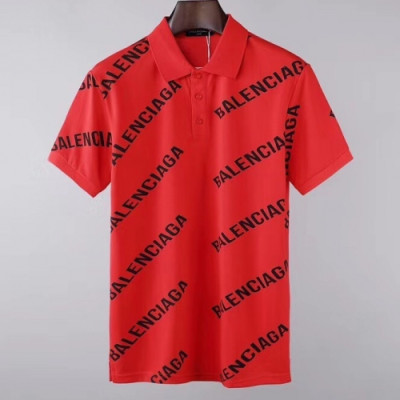 [발렌시아가]Balenciaga 2020 Mens Logo Cotton Short Sleeved Polo Tshirts - 발렌시아가 2020 남성 로고 코튼 폴로 반팔티 Bal0668x.Size(m - 2xl).레드