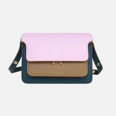 Marni 2020 Trunk Leather Shoulder Bag,24CM - 마르니 2020 트렁크 레더 숄더백, MARB0036,24CM,카멜(핑크)