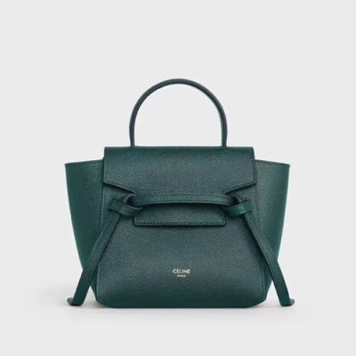 Celine 2020 Leather Mini Belt Shoulder Bag,21CM - 셀린느 2020 레더 미니  벨트 숄더백 ,99970-25,21CM,그린