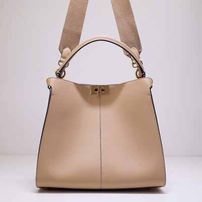 Fendi 2020 Leather Tote Shoulder Bag ,30CM - 펜디 2020 레더 여성용 토트 숄더백  FENB0554,30CM,베이지