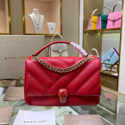 Bvlgari 2020 Serpenti Cabochon Chain Shoulder Bag,22.5CM - 불가리 2020 세르펜티 카보숑 체인 숄더백,BVLB0250,22.5cm,레드