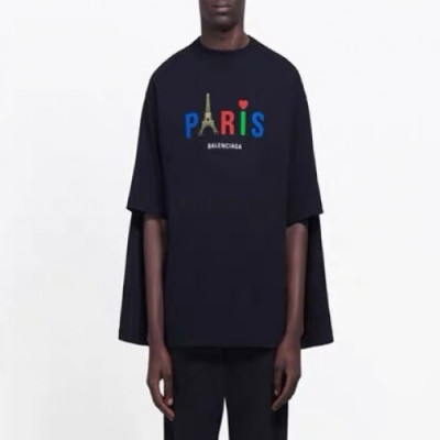 [발렌시아가]Balenciaga 2020 Mens Logo Crew-neck Cotton Tshirts - 발렌시아가 2020 남성 로고 크루넥 코튼 맨투맨 Bal0724x.Size(s - 2xl).블랙