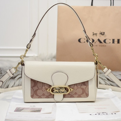 Coach 2020 Leather Tote Shoulder Bag,25cm - 코치 2020 레더 토트 숄더백 COAB0249,25cm,화이트