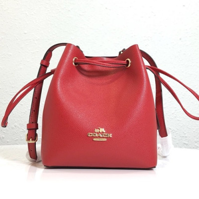 Coach 2020 Leather Bucket Shoulder Bag,20cm - 코치 2020 레더 버킷 숄더백 COAB0258,20cm,레드