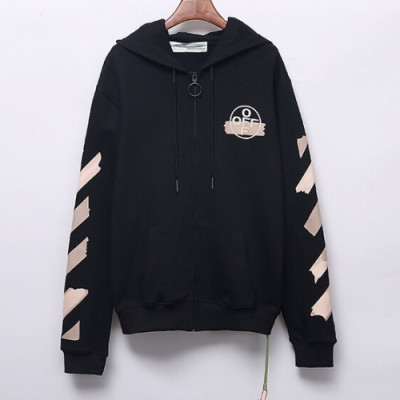 [오프화이트]Off-white 2020 Mens Logo Cotton Zip-up Hoodie - 오프화이트 2020 남성 로고 코튼 집업 후드티 Off0516x.Size(m - 2xl).블랙