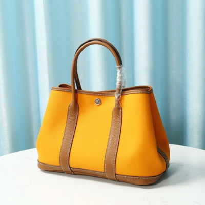 Hermes 2020 Garden Canvas Leather Tote Bag ,30cm - 에르메스 2020 가든파티 캔버스 여성용 토트백 HERB0841,30cm,옐로우