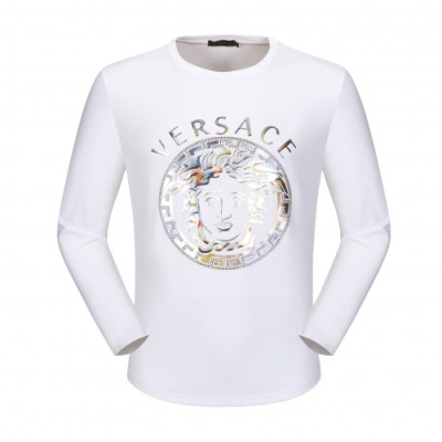 Versace 2020 Mens Medusa Crew-neck Silket Tshirts - 베르사체 2020 남성 메두사 크루넥 실켓 긴팔티 Ver0687x.Size(m - 3xl).화이트