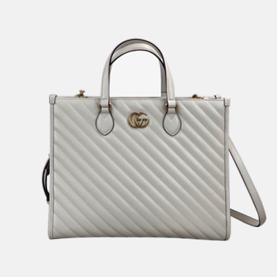 Gucci 2020 Leather Tote Shoulder Bag,35CM - 구찌 2020 레더 토트 숄더백 627332,GUB1222,35CM,화이트