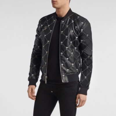 [필립플레인]Philipp plein 2020 Mens Leather Jacket - 필립플레인 2020 남성 베이직 가죽 자켓 Phi0130x.Size(m - 3xl).블랙