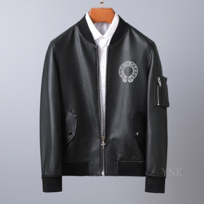 [크롬하츠]Chrome Hearts 2020 Mens Logo Casual Leather Jacket - 크롬하츠 2020 남성 로고 캐쥬얼 가죽 자켓 Chr0294x.Size(m - 3xl).블랙