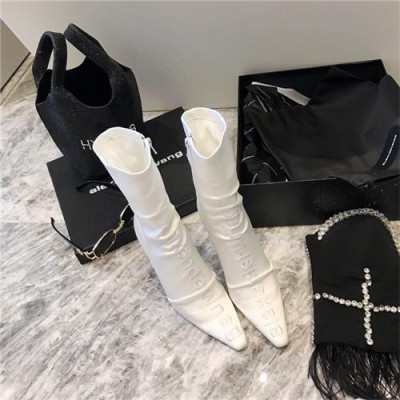 [알렉산더왕] Alexander Wang 2020 Silk Embroidery High Heel Boots - 알렉산더왕 2020 실크 엠브로이더리 하이힐 부츠 ALWS0028, Size(225-255), 화이트