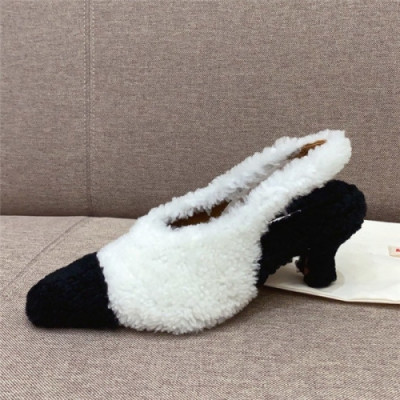 Marni 2020 Women's Middle Heel Woolly Slippers - 마르니 2020 여성용 미드힐 울리 슬리퍼 , MARS0033, Size(225-255), 화이트