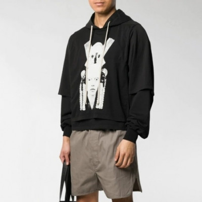 [릭오웬스]Rick Owens 2020 Mens Logo Cotton Zip-up Hooded - 릭오웬스 2020 남성 로고 코튼 집업 후드티 Ric0049x.Size(s - xl)..블랙