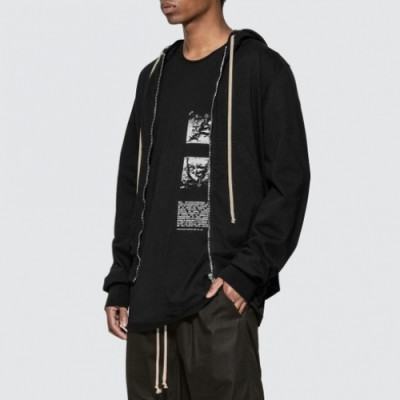 [릭오웬스]Rick Owens 2020 Mens Logo Cotton Zip-up Hooded - 릭오웬스 2020 남성 로고 코튼 집업 후드티 Ric0084x.Size(s - xl).블랙