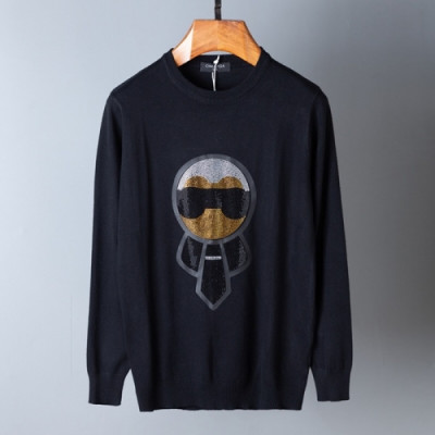 [펜디]Fendi 2020 Mens Logo Crew-neck Wool Sweaters - 펜디 2020 남성 로고 크루넥 울 스웨터 Fen0845x.Size(m - 2xl).블랙