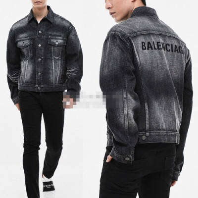 [발렌시아가]Balenciaga 2020 Mm/Wm Logo Casual Denim Jackets - 발렌시아가 2020 남/녀 로고 캐쥬얼 데님 재킷 Bal0842x.Size(m - 2xl).블랙