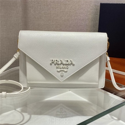 [프라다] Prada 2020 Women's Leather Shoulder Cross Bag,20cm - 프라다 2020 여성용 레더 숄더 크로스백,20cm, PRAB0170,화이트