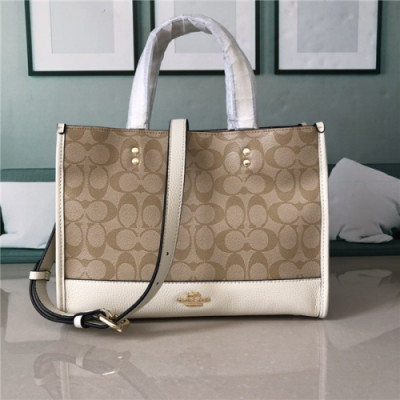 [코치] Coach 2020 Women's Leather Tote Shoulder Shopper Bag,30cm - 코치 2020 여성용 레더 토트 숄더 쇼퍼백,30cm,COAB0263,화이트