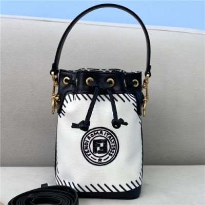 [펜디] Fendi 2020 Mini Mon Tresor Bucket Tote Shoulder Bag,12cm - 펜디 2020 미니 몬 트레도 버킷 토트 숄더백,12cm,FENB0590,화이트