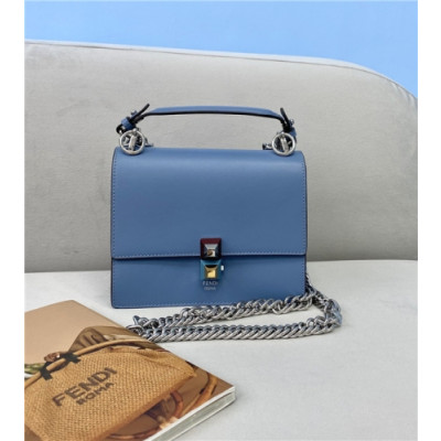 [펜디] Fendi 2020 Women's Leather Shoulder Bag, 19cm - 펜디 2020 여서용 레더 숄더백,19cm, FENB0616,블루