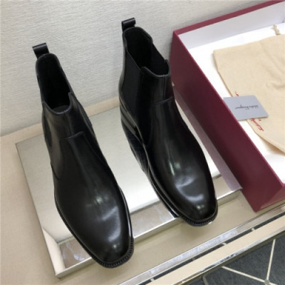 Salvatore Ferragamo 2020 Men's Leather Ankle Boots - 페라가모 2020 남서용 레더 앵글부츠,Size(240-275),FGMS0457,블랙