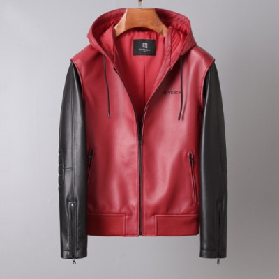 [지방시]Givenchy 2020 Mens Logo Casual Leather Jackets - 지방시 2020 남성 로고 캐쥬얼 레더 자켓 Giv0488x.Size(m - 3xl).레드