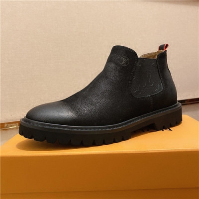 Louis Vuitton 2020 Men's Leather Ankle Boots - 루이비통 2020 남서용 레더 앵글부츠,Size(240-275),LOUS1468,블랙