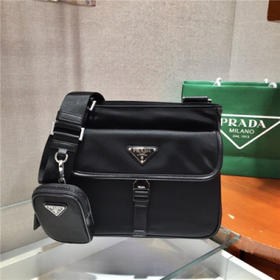 [프라다] Prada 2020 Men's Nylon Shoulder Bag,20cm - 프라다 2020 남서용 네일론 숄더백,20cm,PRAB0187,블랙