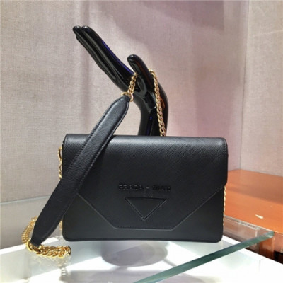 [프라다] Prada 2020 Women's Leatehr Shoulder Bag,20cm - 프라다 2020 여서용 레더 숄더백,20cm,PRAB0193,블랙