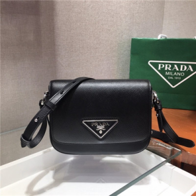 [프라다] Prada 2020 Women's Leather Shoulder Bag,20cm - 프라다 2020 여서용 레더 숄더백,20cm,PRAB0209,블랙