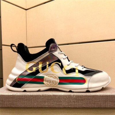 Gucci 2020 Men's Leather Sneakers - 구찌 2020 남성용 레더 스니커즈,Size(240-275),GUCS1293,화이트