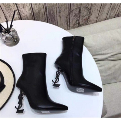 Saint Laurent 2020 Women's Leather Ankle Boots - 입생로랑 2020 여성용 레더 앵글부츠,Size(225-250),SLS0068,블랙