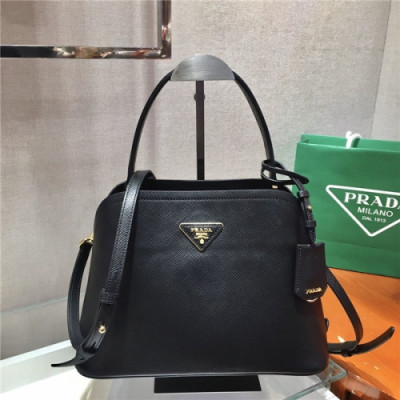 Prada 2020 Women's Leather Tote Shoulder Bag,28.5cm - 프라다 2020 여성용 레더 토트 숄더백,28.5cm,PRAB0281,블랙