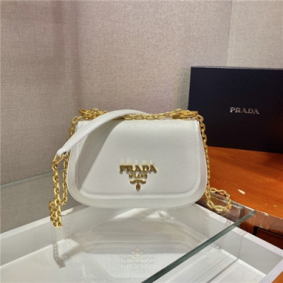 Prada 2020 Women's Leather Shoulder Bag,22cm - 프라다 2020 여성용 레더 숄더백,22cm,PRAB0285,화이트