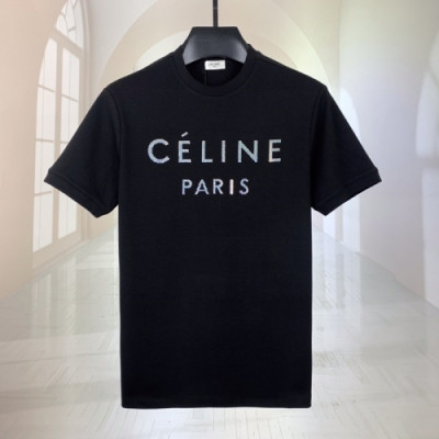 [셀린느]Celine 2020 Mens Hedi Slimane Logo Cotton Short Sleeved Tshirts - 셀린느 2020 남성 로고 코튼 반팔티 Cel0082x.Size(m - 3xl).블랙