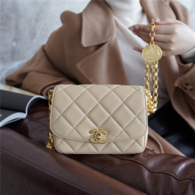 Chanel 2020 Women's Leather Shoulder Bag,14cm - 샤넬 2020 여성용 레더 숄더백,14cm,CHAB1594,화이트