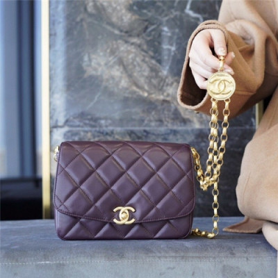 Chanel 2020 Women's Leather Shoulder Bag,17cm - 샤넬 2020 여성용 레더 숄더백,17cm,CHAB1596,퍼플