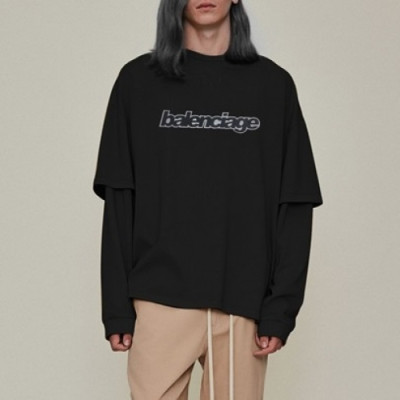 [발렌시아가]Balenciaga 2020 Mens Logo Crew-neck Cotton Tshirts - 발렌시아가 2020 남성 로고 크루넥 코튼 맨투맨 Bal0886x.Size(xs - m).블랙