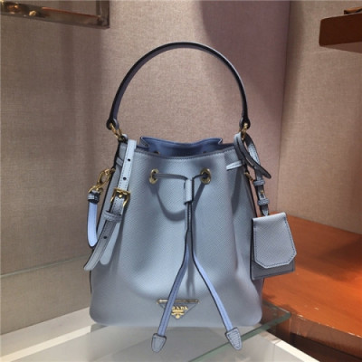 Prada 2020 Women's Leather Tote Bucket Bag,22cm - 프라다 2020 여성용 레더 토트 버킷백,22cm,PRAB0310,스카이블루