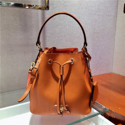 Prada 2020 Women's Leather Tote Bucket Bag,22cm - 프라다 2020 여성용 레더 토트 버킷백,22cm,PRAB0311,오렌지