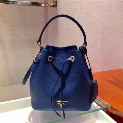 Prada 2020 Women's Leather Tote Bucket Bag,22cm - 프라다 2020 여성용 레더 토트 버킷백,22cm,PRAB0315,블루