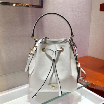 Prada 2020 Women's Leather Tote Bucket Bag,22cm - 프라다 2020 여성용 레더 토트 버킷백,22cm,PRAB0317,화이트