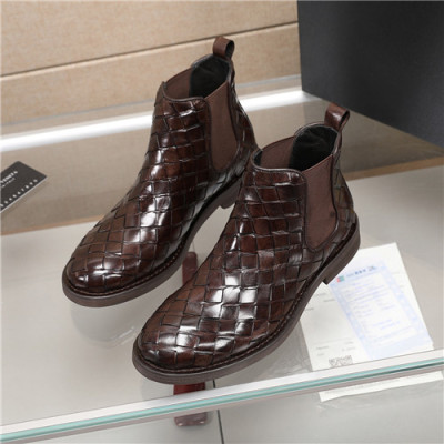 Bottega Veneta 2020 Men's Leather Ankle Boots - 보테가 베네타 2020 남성용 레더 앵글부츠,Size(240-270),BVS0203,브라운