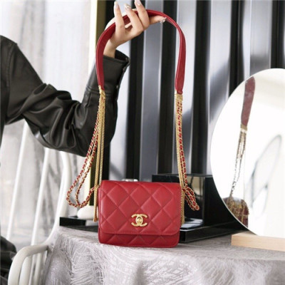 [샤넬] Chanel 2020 Women's Leather Shoulder Bag,15cm - 샤넬 2020 여성용 레더 숄더백,15cm,CHAB1600,레드