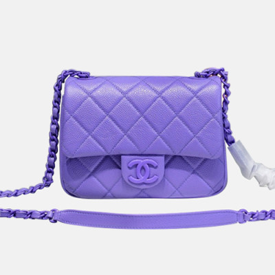 [샤넬] Chanel 2021 Women's New Mini CF Shoulder Bag,19cm - 샤넬 2021 여성용 미니 뉴 CF 숄더백,19cm,CHAB1619,퍼플