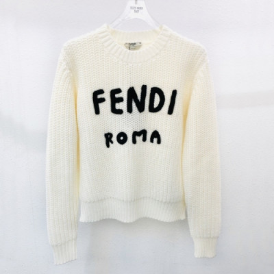 [펜디]Fendi 2020 Womens Logo Crew-neck Wool Sweaters - 펜디 2020 여성 로고 크루넥 울 스웨터 Fen0911x.Size(s - l).화이트