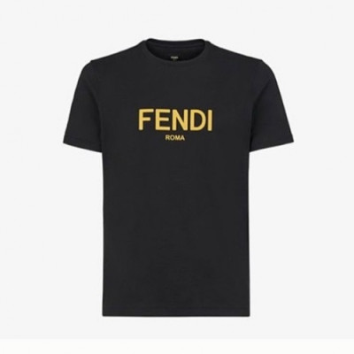 [펜디]Fendi 2021 Mens Logo Casual Short Sleeved Tshirts - 펜디 2021 남성 로고 캐쥬얼 코튼 반팔티 Fen0925x.Size(s - 3xl).블랙