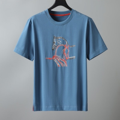 [에르메스]Hermes 2021 Mens Crew-neck Short Sleeved Tshirts - 에르메스 2021 남성 크루넥 반팔티 Her0580x.Size(m - 3xl).블루