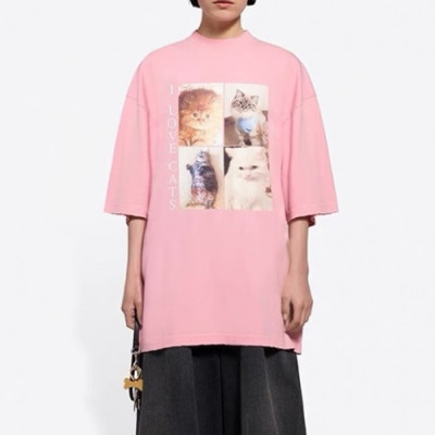 [발렌시아가]Balenciaga 2021 Mm/Wm Logo Cotton Short Sleeved Tshirts - 발렌시아가 2021 남/녀 로고 코튼 반팔티 Bal0943x.Size(xs - l).핑크