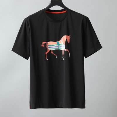 [에르메스]Hermes 2021 Mens Crew-neck Short Sleeved Tshirts - 에르메스 2021 남성 크루넥 반팔티 Her0586x.Size(m - 3xl).블랙